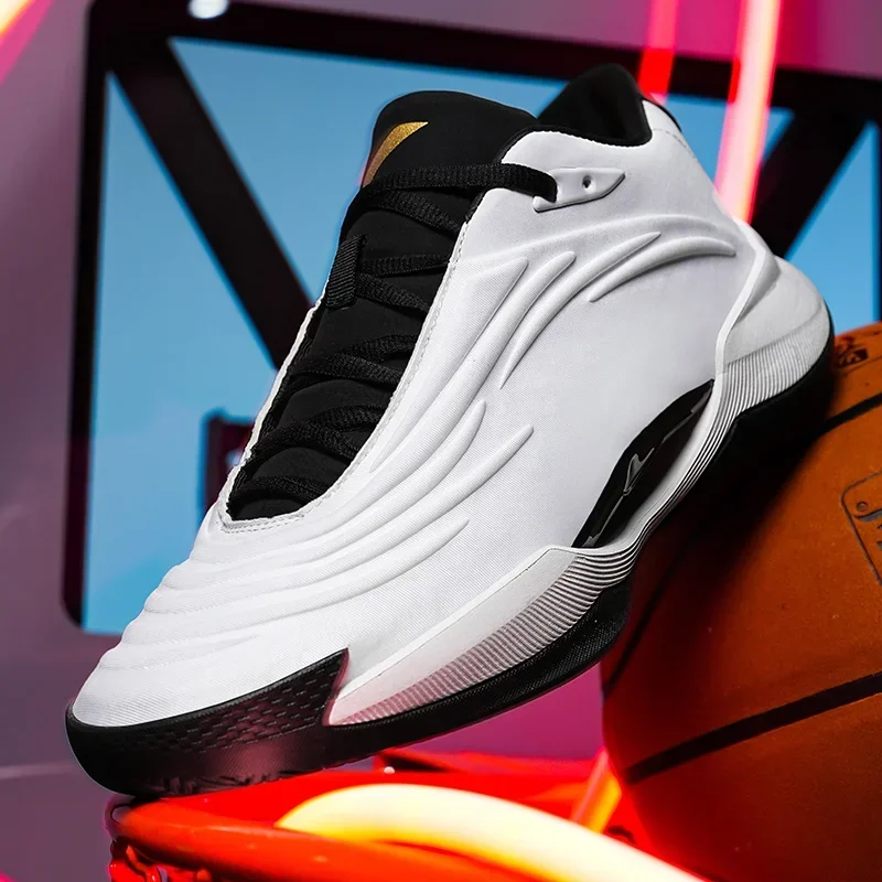 คุณภาพสูงผู้ชายรองเท้าบาสเก็ตบอลสําหรับผู้หญิงหนังบาสเกตบอลรองเท้าผ้าใบผู้ชายกลางแจ้งยาง Anti SLIP กีฬารองเท้าชาย