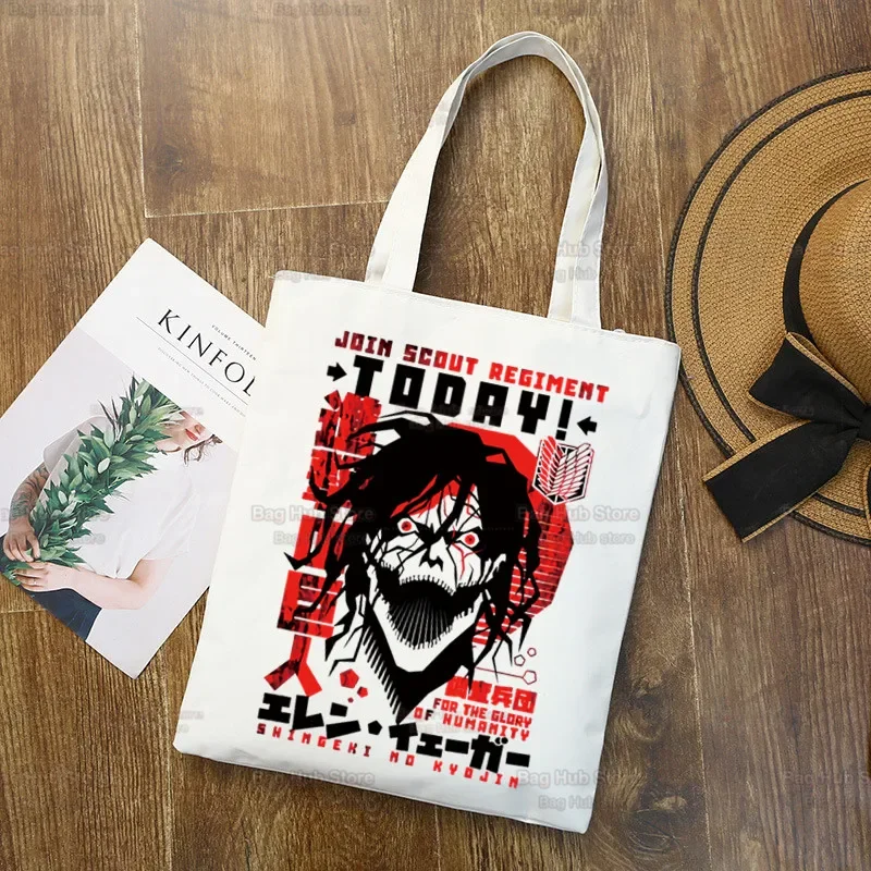 Final Season Attack on Titan Shopping Bag Shopper Eco Canvas Shingeki No Kyojin Japan Anime Shopper Bolsas De Tela Bag Shoping