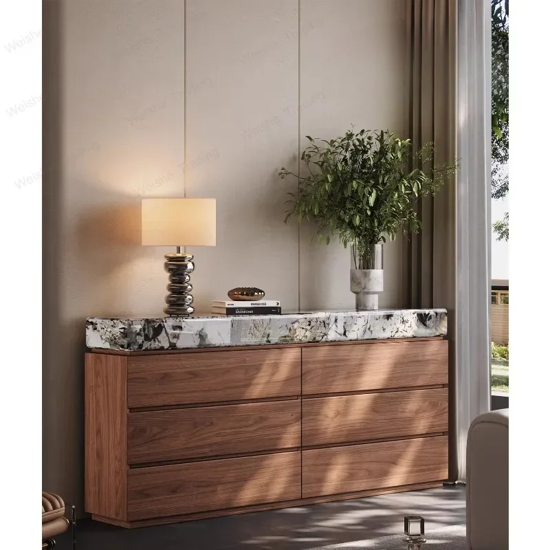 Italian minimalist six-chest cabinet bedroom living room household snow-capped mountain flying fox luxury stone storage high-end