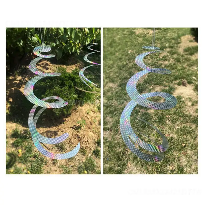 Windmill Decor Spiral Laser Reflective Pet Garden Decoration Wind Spinner Elastic Lanyard Thickening Bird Scare Strong Flash