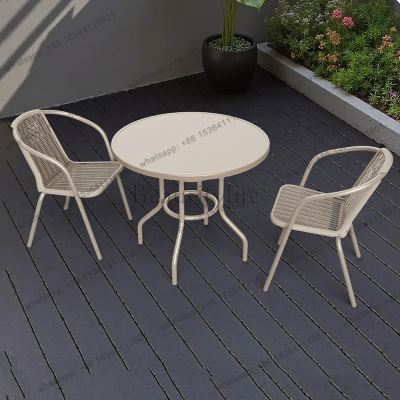 LJY Outdoor Tables Garden Furniture Sets Chairs Metal Leisure Open-air Garden Furniture Sets Coffee Ratten Conjunto Home Furnitu