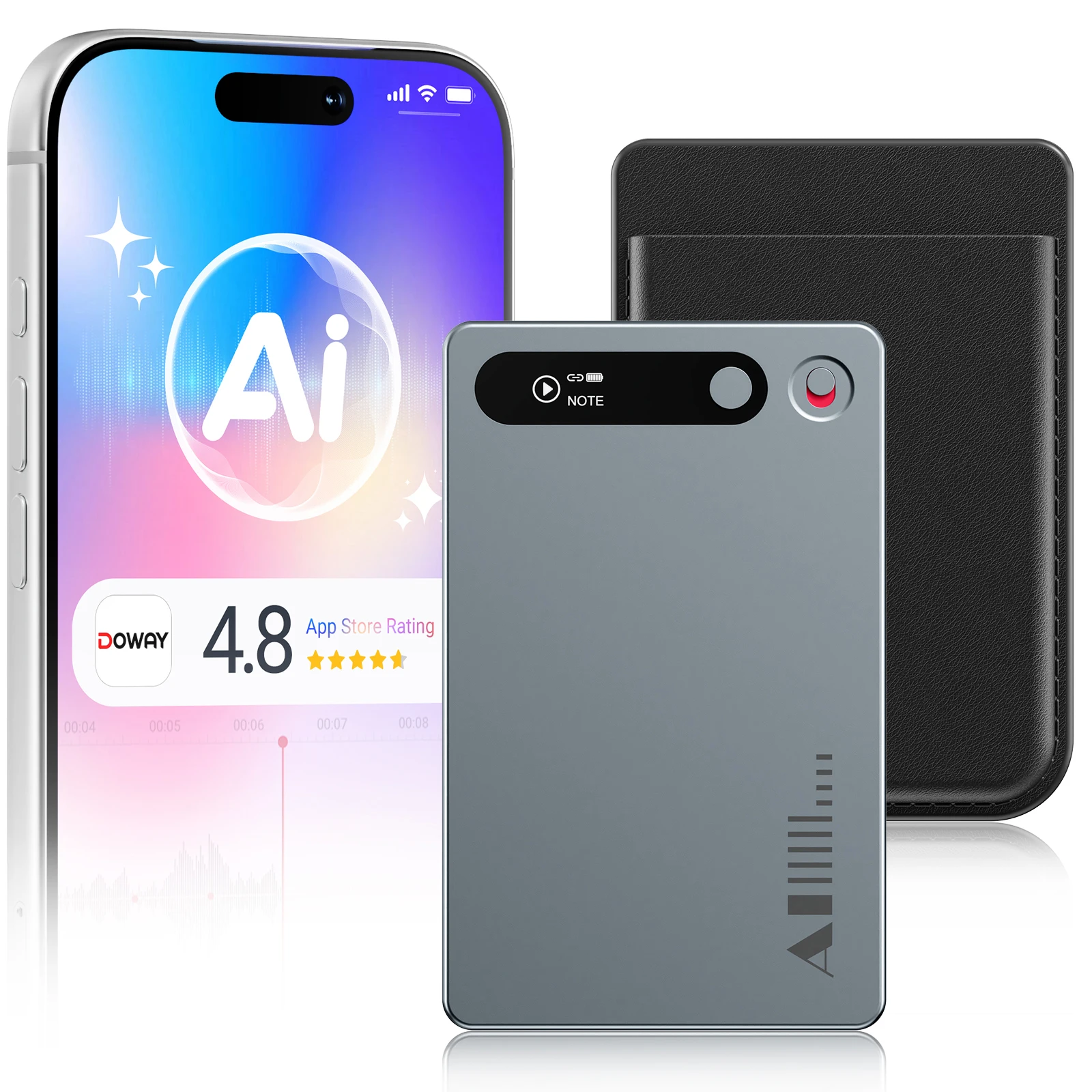 MECHEN 64GB AI Voice Recorder for Conference & Call 81 Languages Transcription & AI Summary, App Control, Unlimited Cloud, with