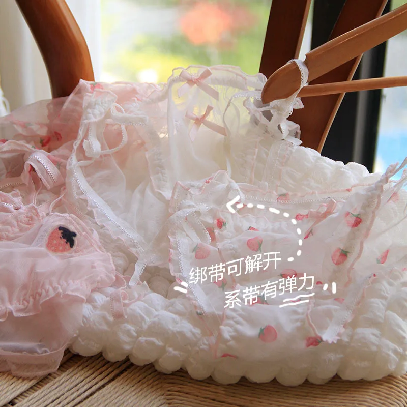 Young girl Underwear 4pc/lot nylon Lovely middle Waist Briefs student Panties children lace rabbit pink Teenagers strawberry