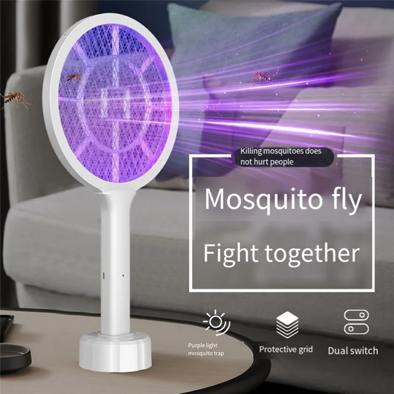 

Household Mosquito Swatter USB Rechargeable Mosquito Swatter Indoor Mosquito Trap Fly Swatter Dual Useabkw