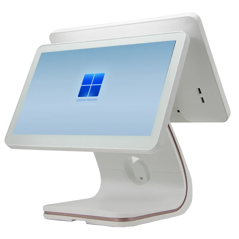Dual 15.6 Inch Screen Android 11 Rk3568 8GB 128GB White Color Point Of Sale Hardware For Restaurant