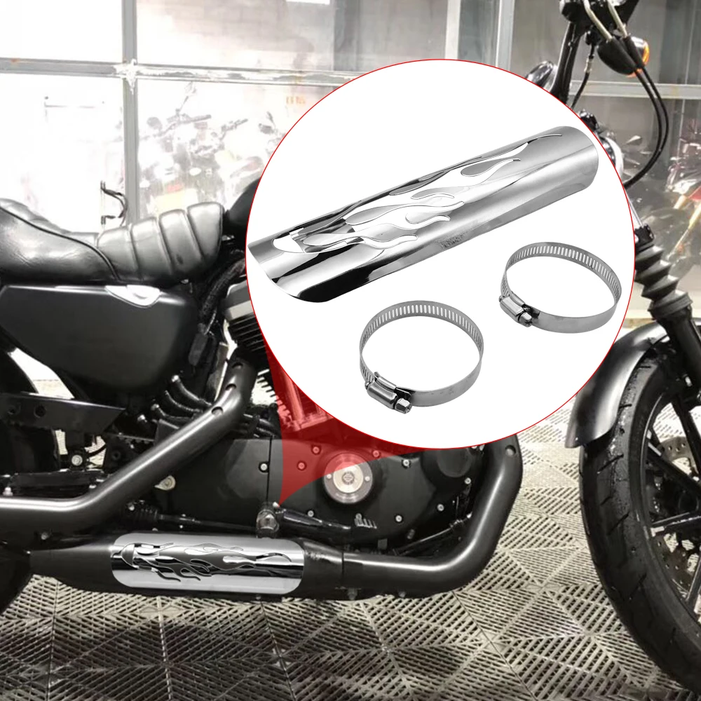 

Universal Motorcycle Flame Exhaust Pipe Heat Shield Cover Heel Guard For Harley Honda Suzuki Yamaha Touring