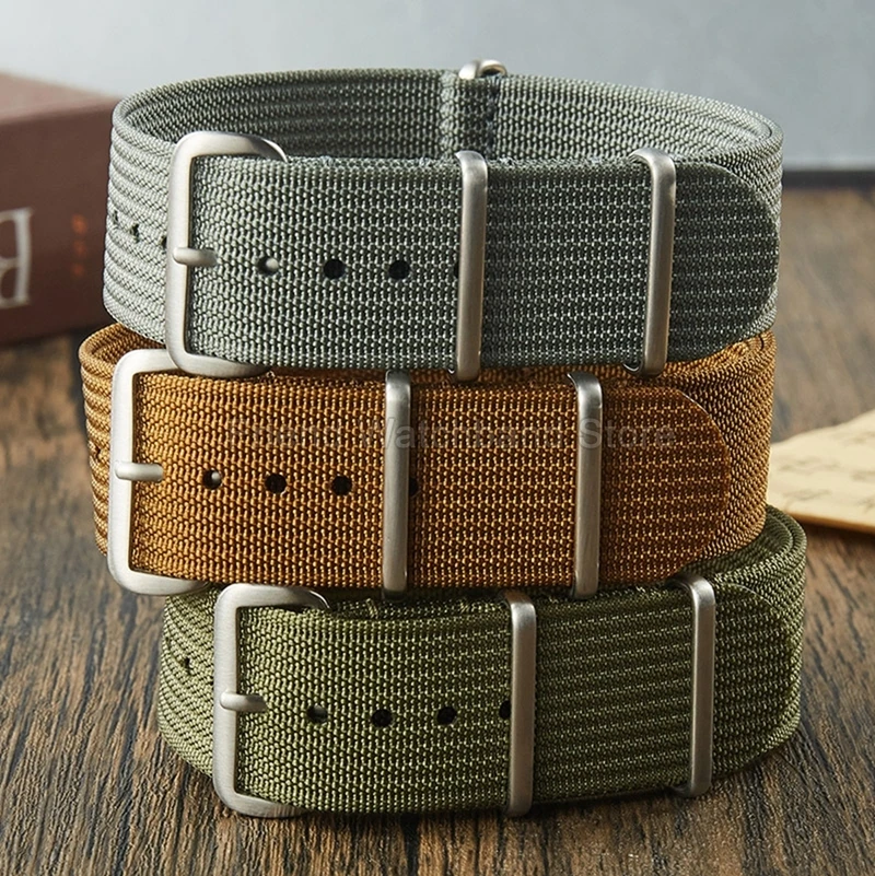 Water-Repellent Durable Pit-Patterned Nylon Watch Strap for Breitling Rolex Omega Tudor Seiko 18 20 22mm Black Brown Orange Red