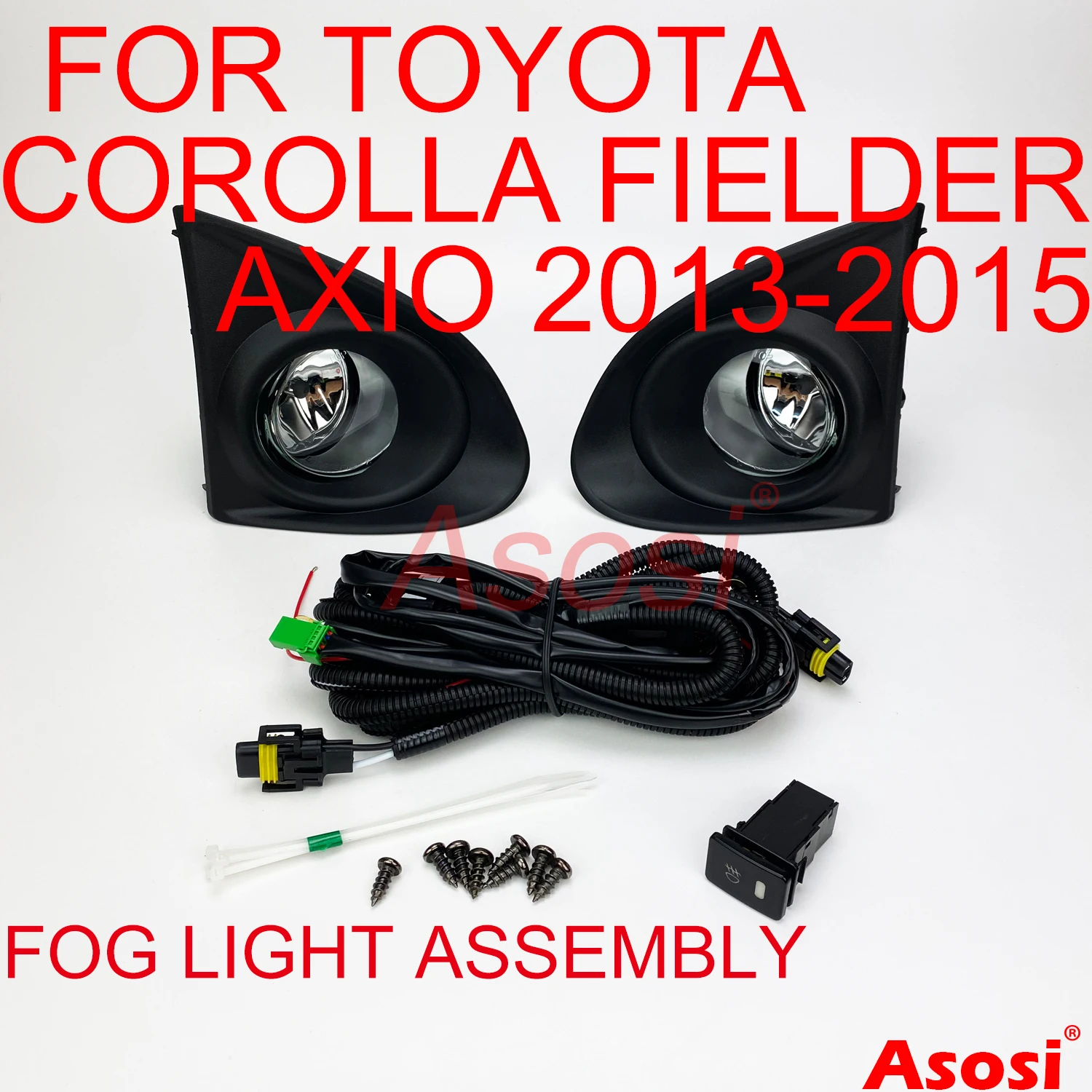 Bumper Fog Light Driving Lamp Assembly For Toyota Corolla Axio Fielder 2013 2014 2015 With Halogen H11 Bulb Switch Wire Bezels