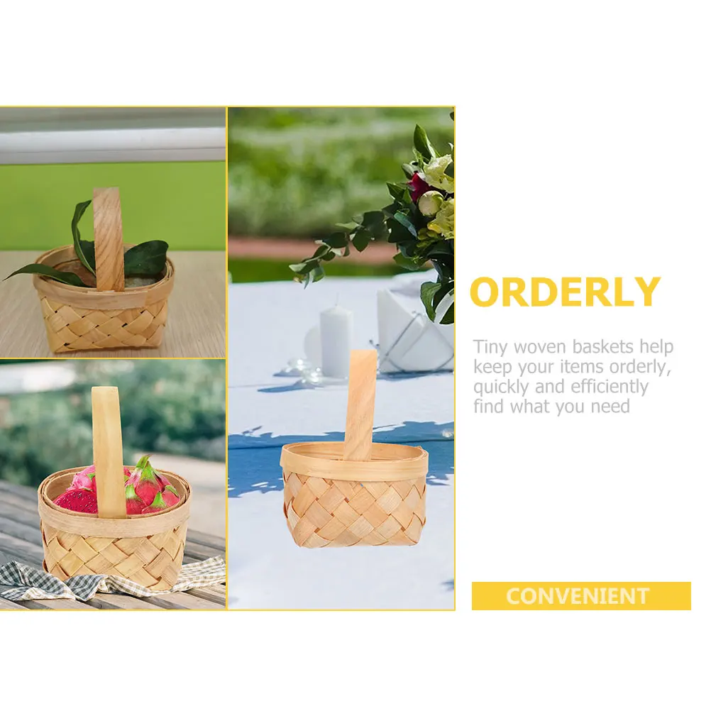 

5Pcs Wood Slice Mini Woven Baskets Small Storage Basket for Home Office Projects Party Treats Decorative Container