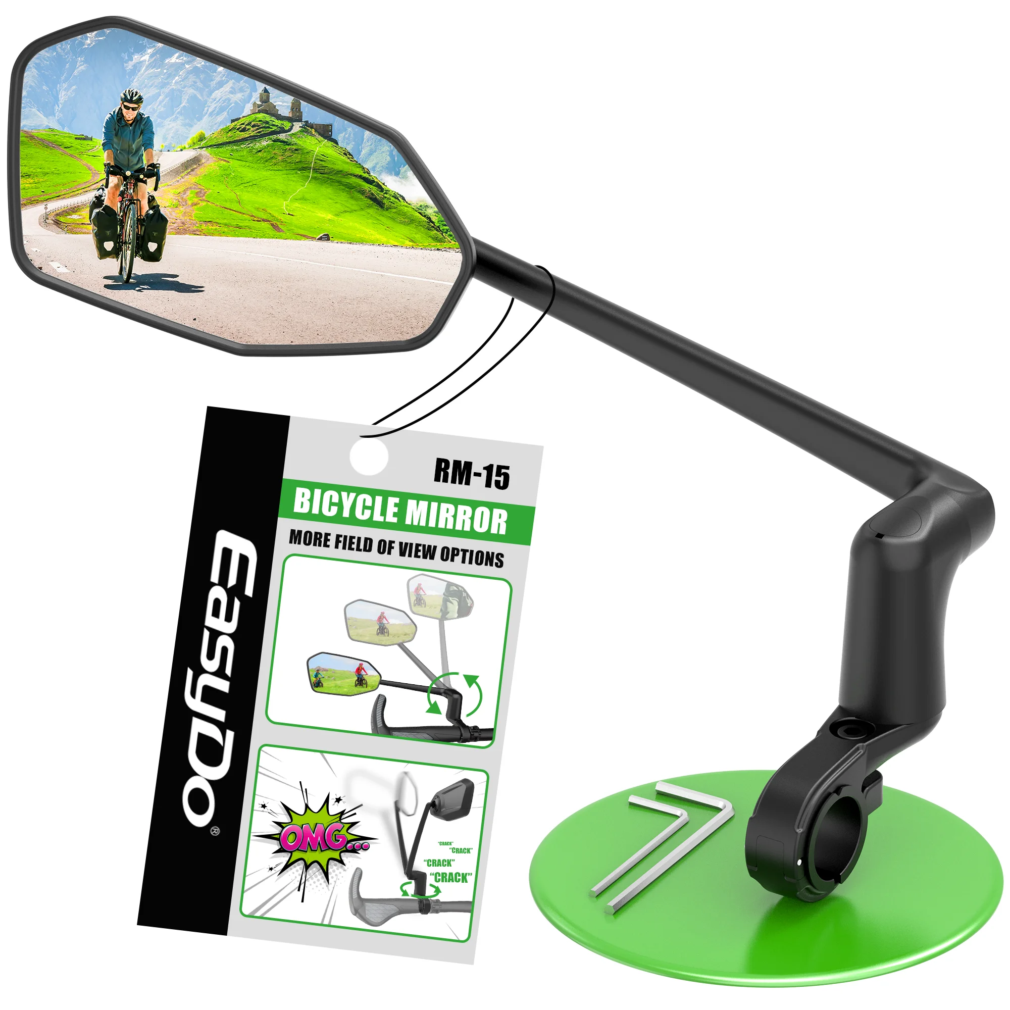 Easydo-espejo retrovisor HD para bicicleta eléctrica, con brazo giratorio 360, gran angular, para manillar de ciclismo y Scooter