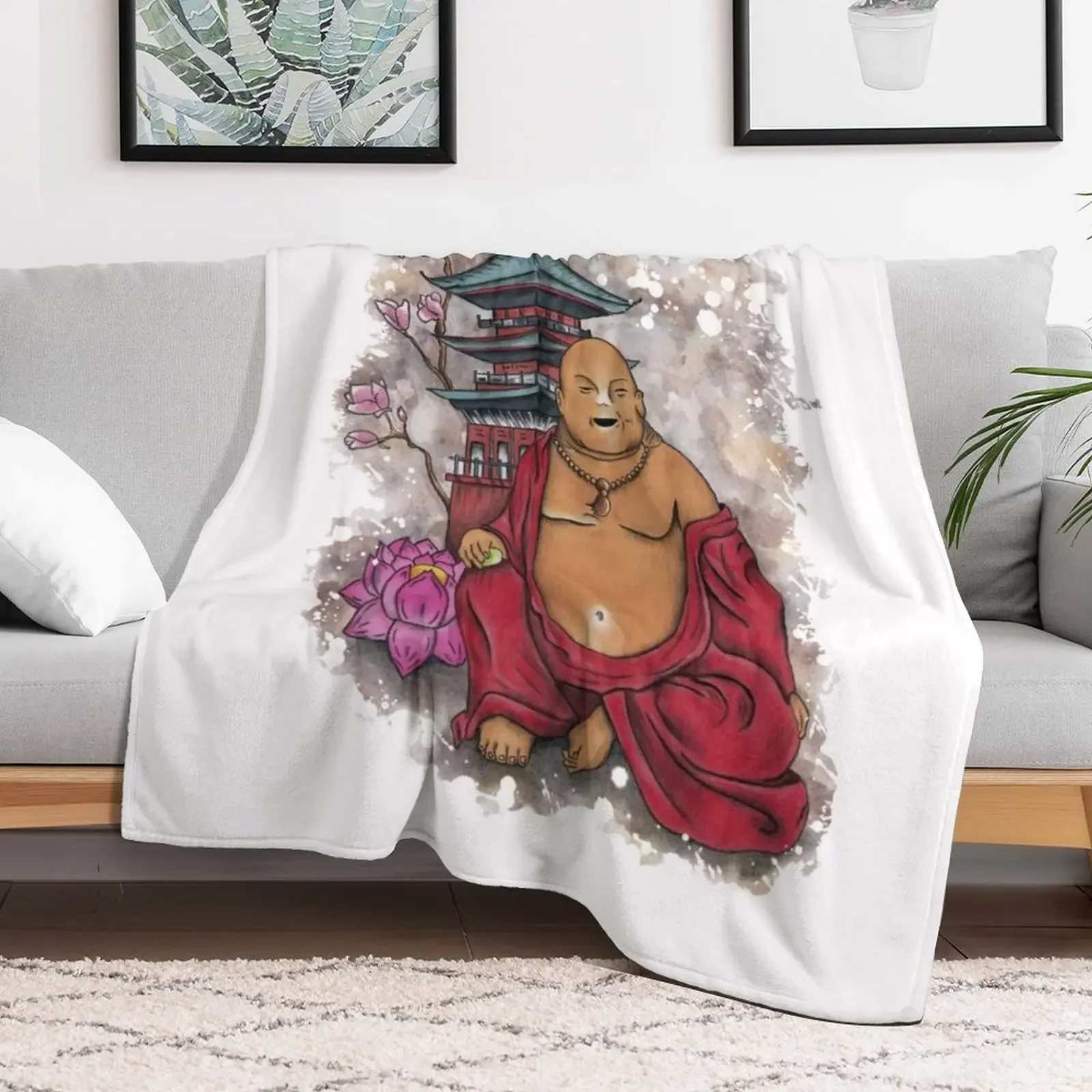 Laughing Buddha Throw Blanket Retros Soft Blankets