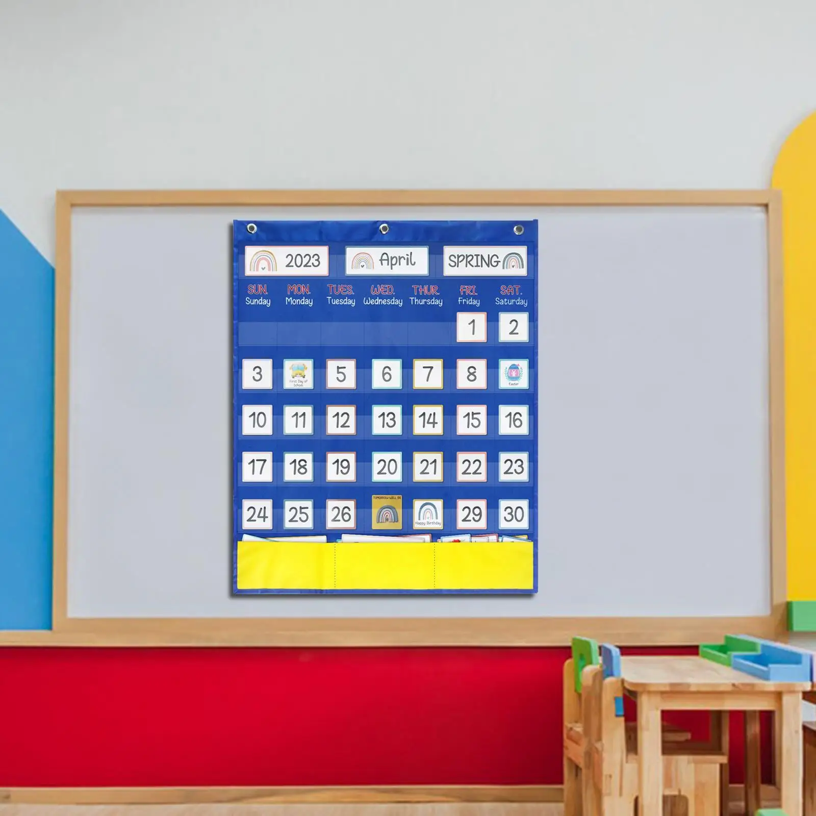 Classroom Calendar Pocket Chart, Pré-escolar Early Learning Supplies, Hoje Tag Card, Classroom Ensino, 20.08x23.62"