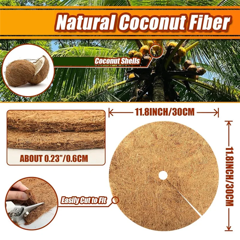 

AFOURT-16Pcs Coconut Fiber Tree Ring Mulch Mat 11.8 Inch Mulch Ring Plant Protectors Mat For Indoor Outdoor Plants