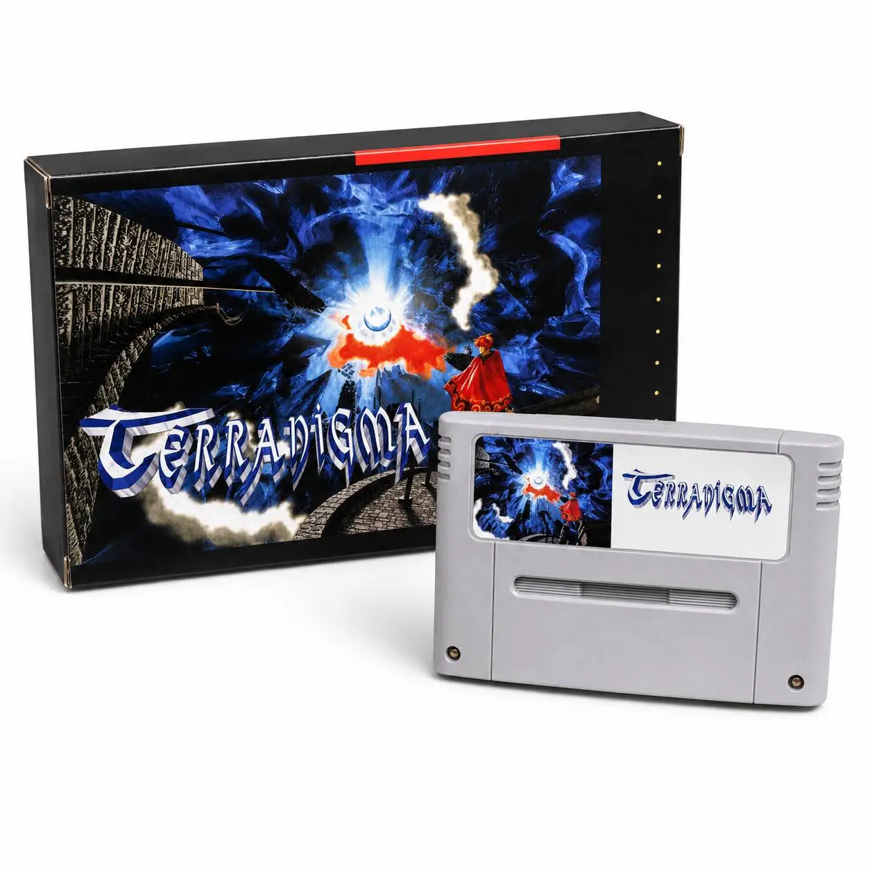 Terranigmas Premium, Tarjeta de Juego Retro RPG de 16 Bits, Edición en Inglés con Caja, Batería SRAM / Chip FRAM, Cartucho de Ahorro