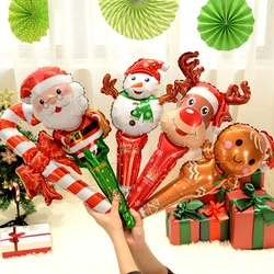 5/10Pcs 60cm Christmas Stick Balloons Santa Claus Snowman Elk Gingerbread Man Shape Balloon Christmas Decorations Navidad 2026