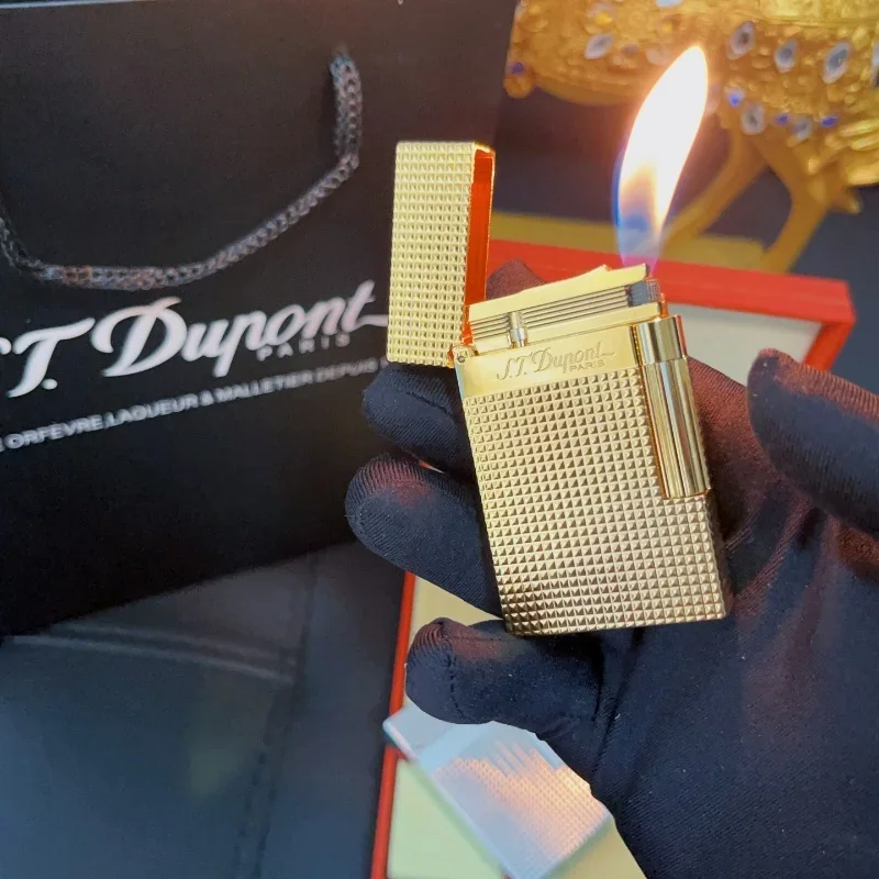 

Латунная заправляемая зажигалка, Портативная Бутановая газовая зажигалка для сигар с натуральным лаком, инструмент для курения, подарок мужчине или отцу