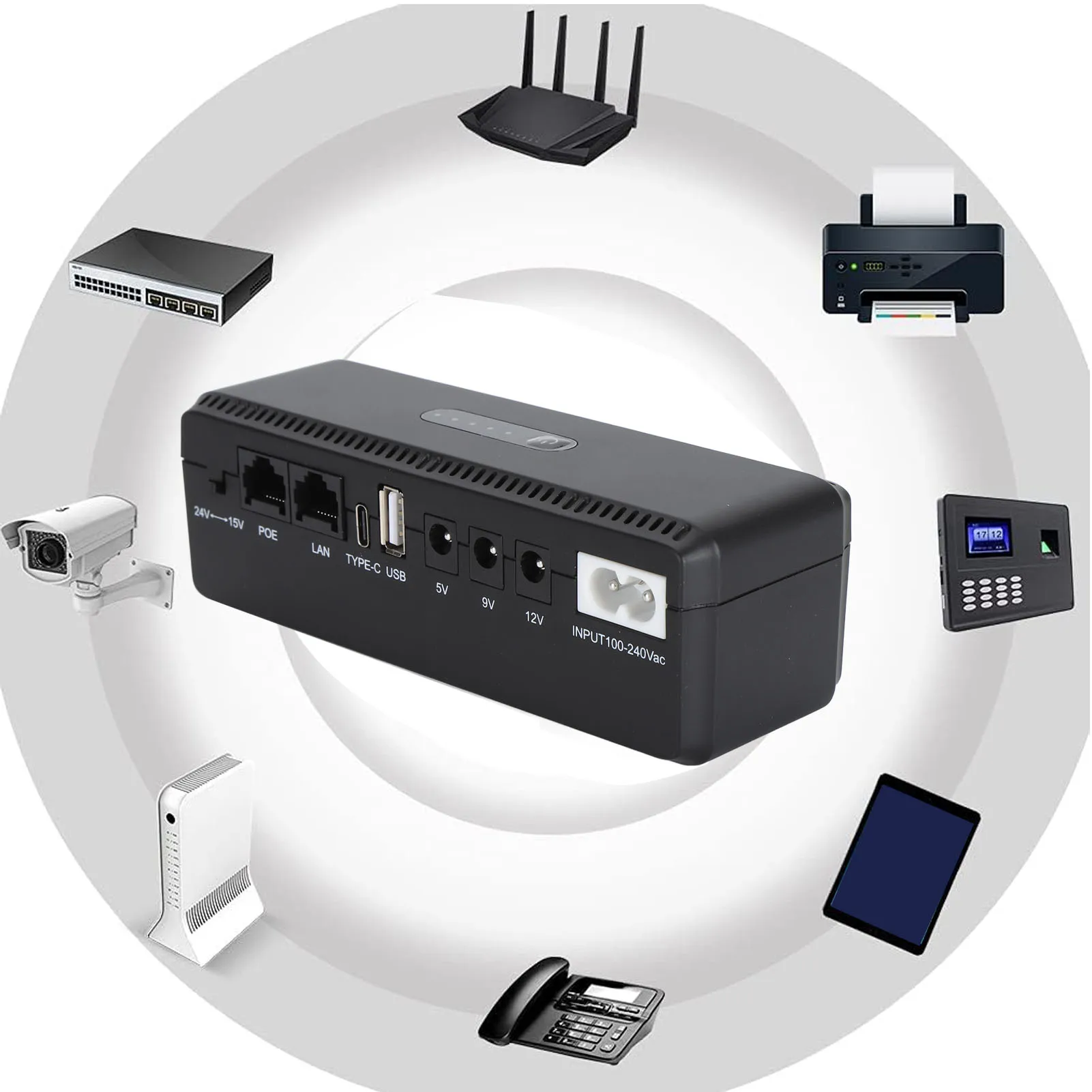 8800mAh UPS بطارية احتياطية POE 15 فولت 24 فولت منفذ USB 5 فولت 9 فولت 12 فولت إخراج إمدادات الطاقة غير المنقطعة UPS صغير UPS بطارية احتياطية UPS #1