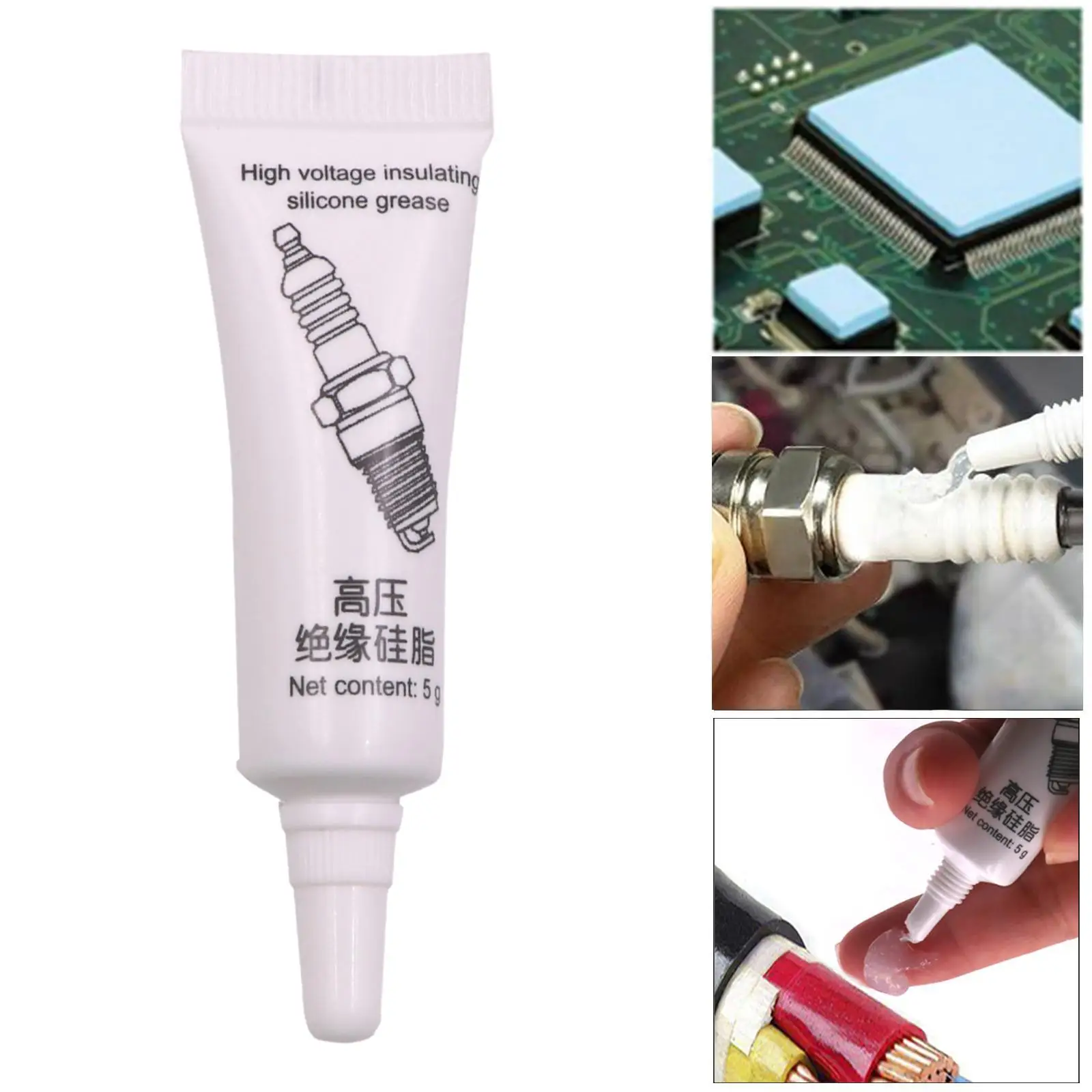 High Temperature Resistant Spark Plug Grease 5g Insulating Silicone Lubricant for Car Electrical Plugs and Cable Connector
