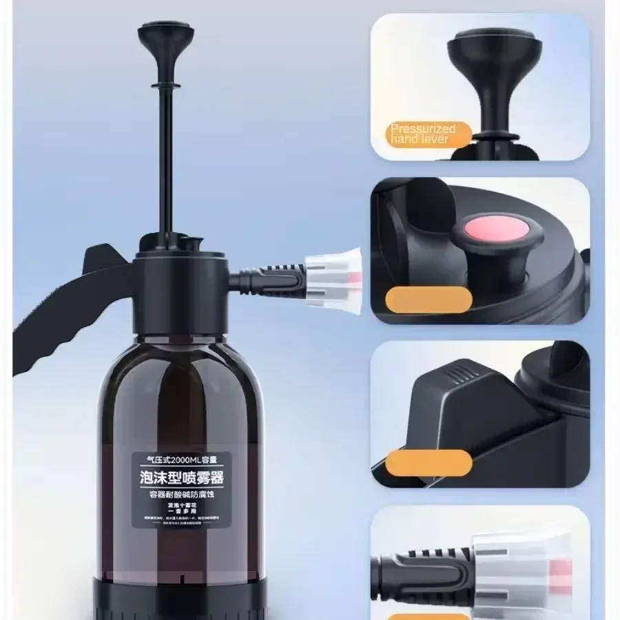 

2L Hand Pump Foam Sprayer Pneumatic Washer Foam Snow Foam High Pressure Car Wash Spray Bottle for Car Home Cleaning Amagi