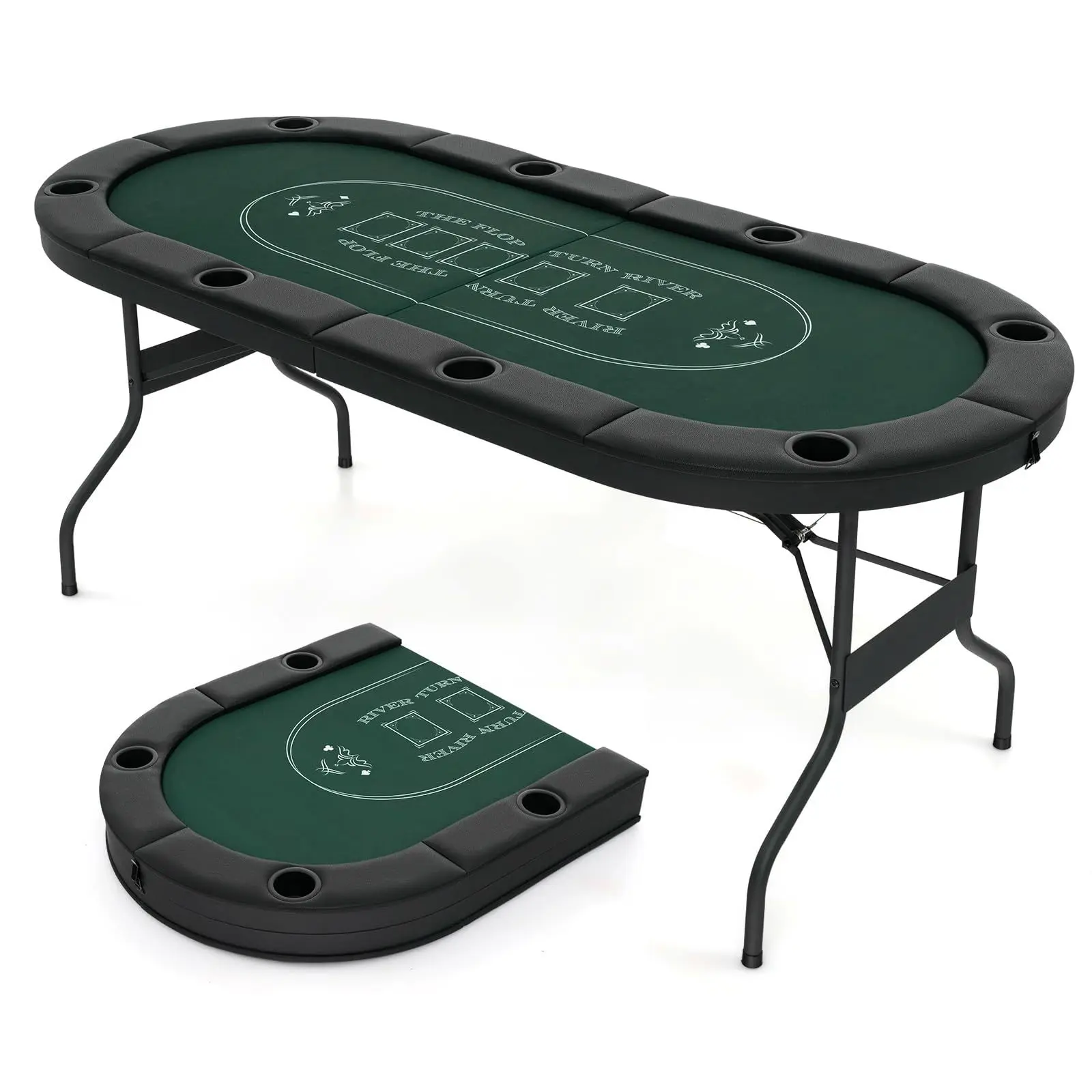 Factory Customized Wholesale 8 Person Oval Folding Texas Hold Em Table Event Table Poker Table