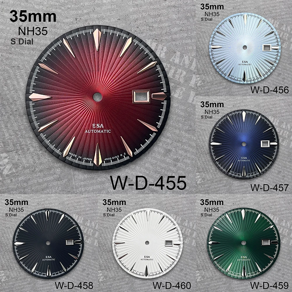 35mm S Dial Fit NH35 Automatic Movement High-Quality Red Cocktail Vertical Grain Dial For Watch Modification Accessories