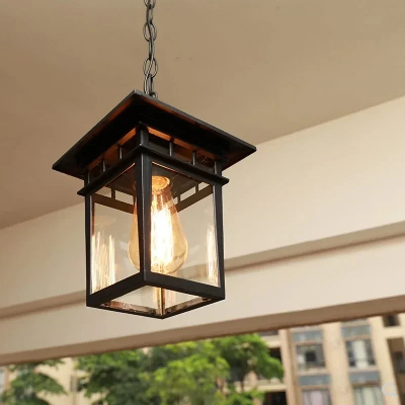 

Retro pendant lamp European simple waterproof rust cinnamon outdoor garden lights outdoor corridor entrance E27 lighting תאורה