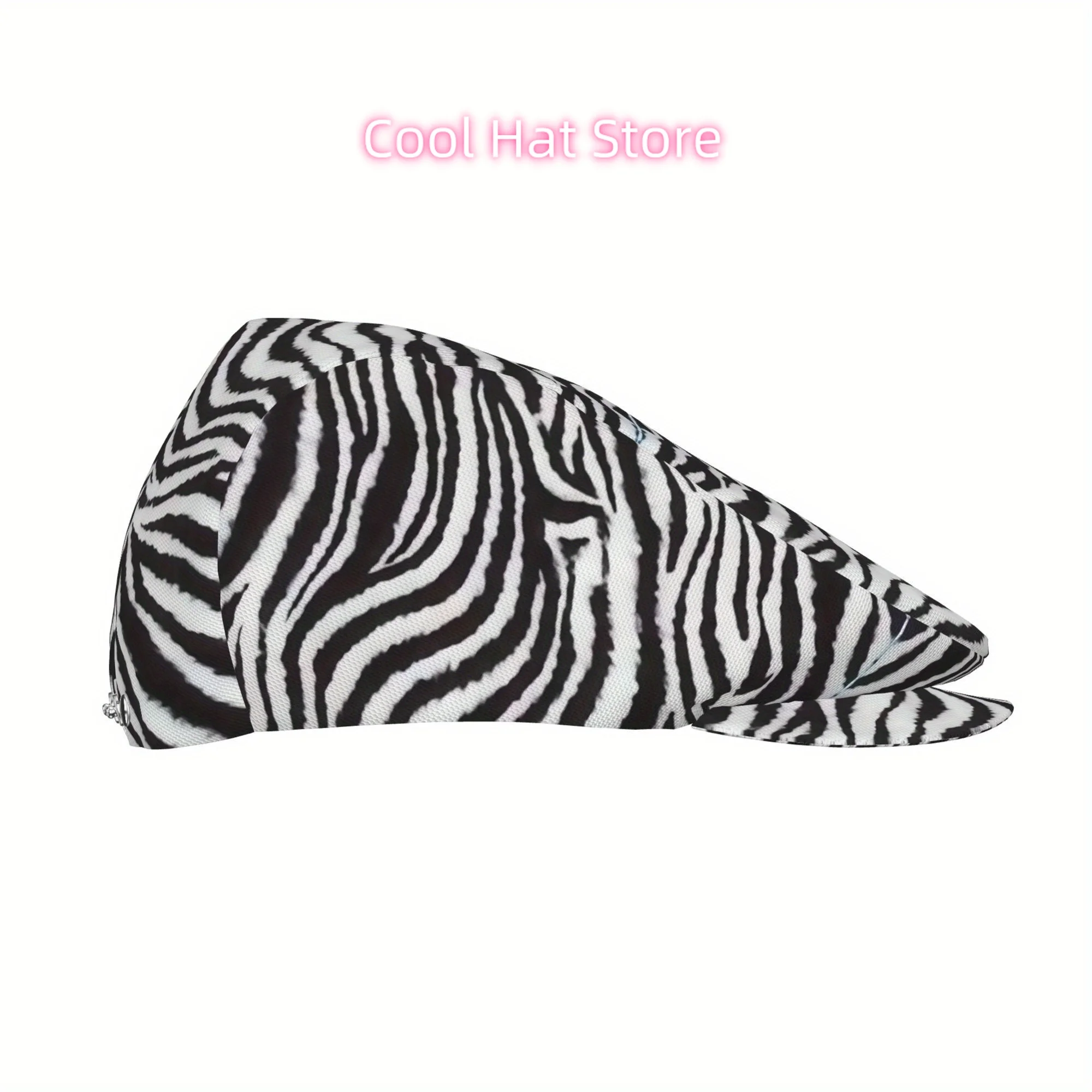 Full-width printing Wavy Zebra Stripes Men and Women Flat Cap Adjustable Newsboy Cap Beret Ivy Cap Cabbie Flat Hat Irish hat Fis