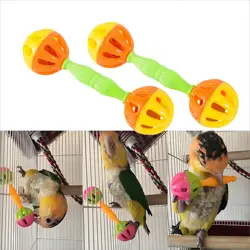 1 Pc Parrot Bird Toy Bird Cage Creative Rattle Anti-biting Parrot Chewing Toy Pigeon Bird Training Double-headed Bell Ball Toy