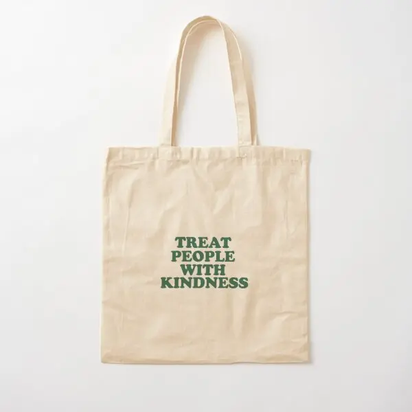 Treat People With Kindness Tote Bag Cott  Canvas Bag Reusable Unisex Designer Grocery Fabric Casual Foldable Handbag Printed