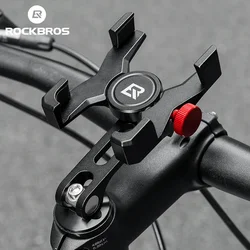 ROCKBROS Bicycle Phone Holder 4.7-7.09 inch Aluminum Alloy Bike Mobile Phone Mount Support Mobile Phone Stand Bike Accessories