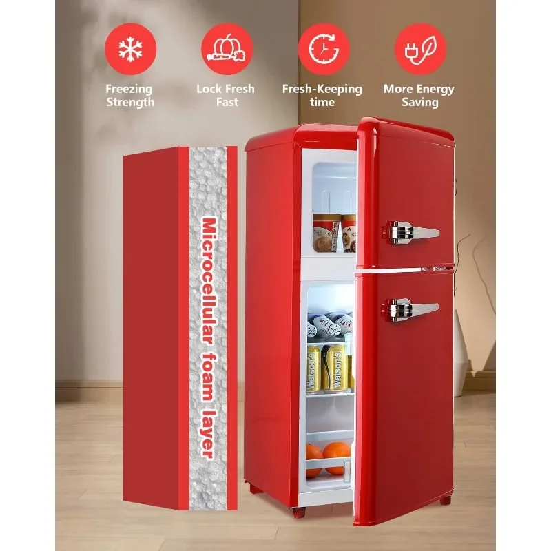 EUASOO piccolo frigorifero con congelatore, dimensioni compatte, termostato regolabile, adatto per Garage, dormitorio, camera da letto