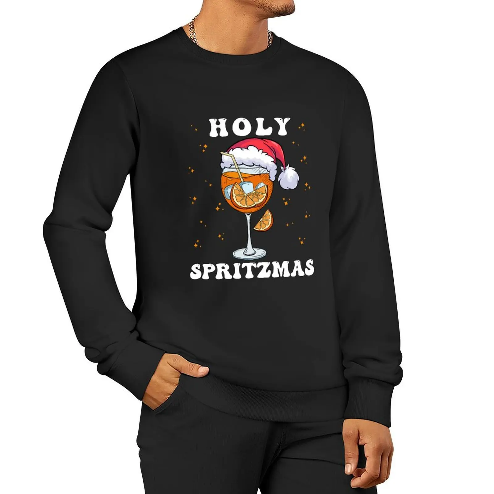 Holy Spritzmas Xmas Drinking Family Christmas for Women Man Pullover Hoodie tracksuits men's sweat-shirt set men's sweatshirt