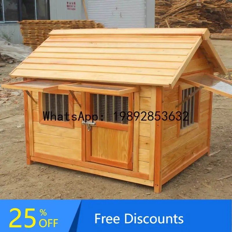 YFY Outdoor Solid Wood Waterproof Anti- Golden Retriever  House  Kennel for Medium and Large Dogs  Cage  House