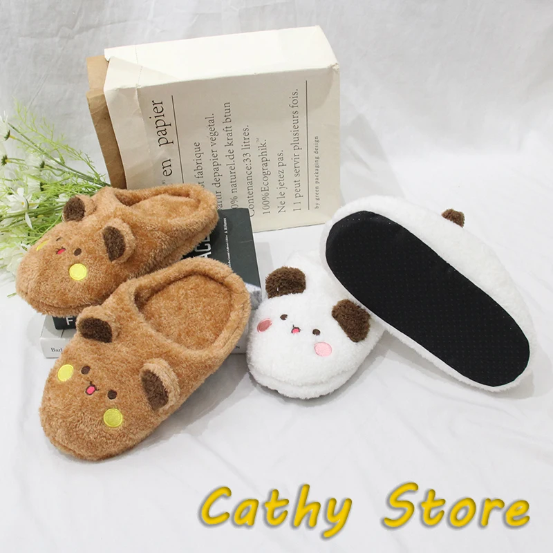 

New Panda Bubu And Yier Plush Slippers Cartoon Panda Peripheral Home Indoor Couple Warm Cotton Shoes Slippers Autumn Winter Gift