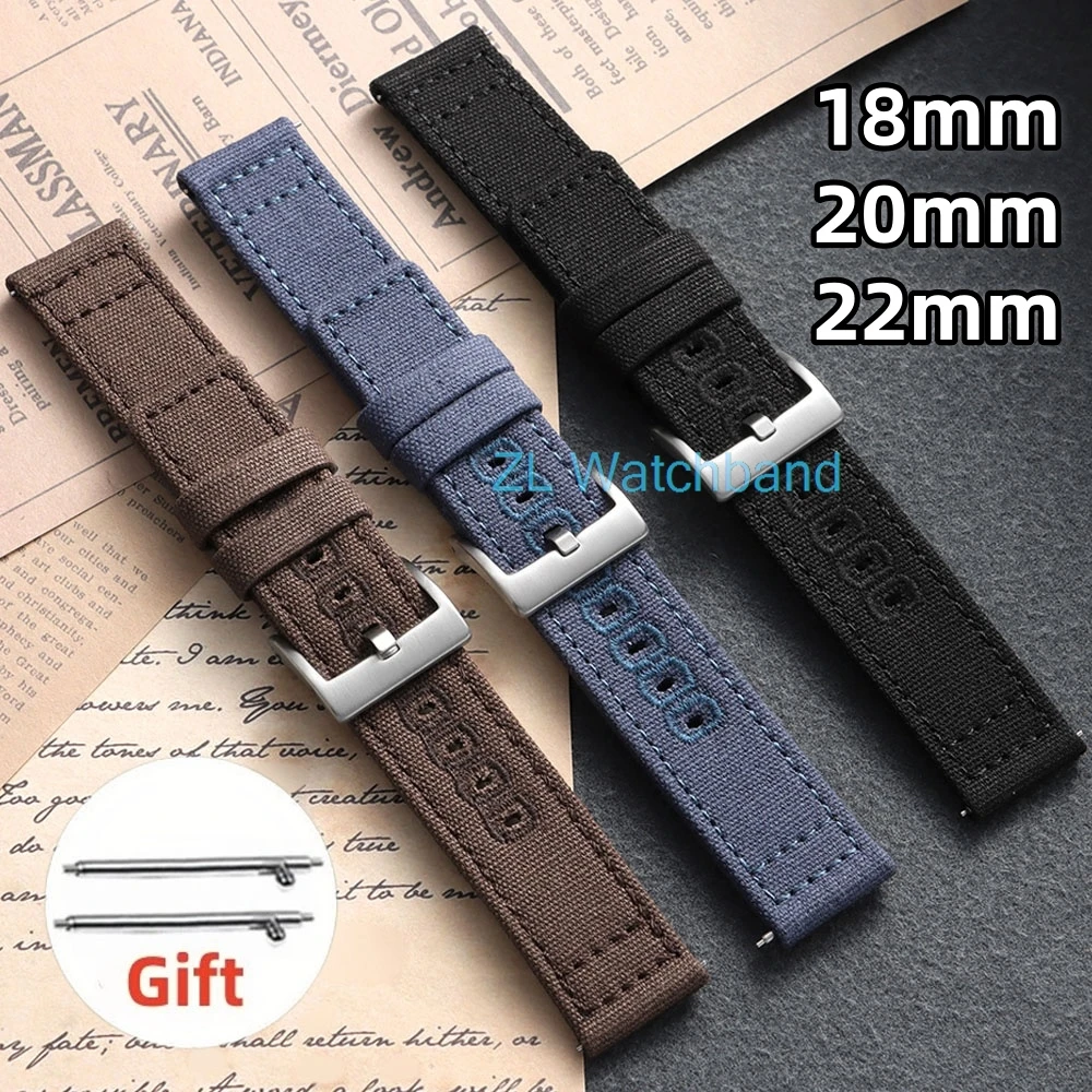 Braided Canvas Strap 18mm 20mm 22mmfor Samsung Galaxy Watch 7/6/5/4/3 Quick Release Bracelet for Seiko for Huawei Watch Gt4/Gt3
