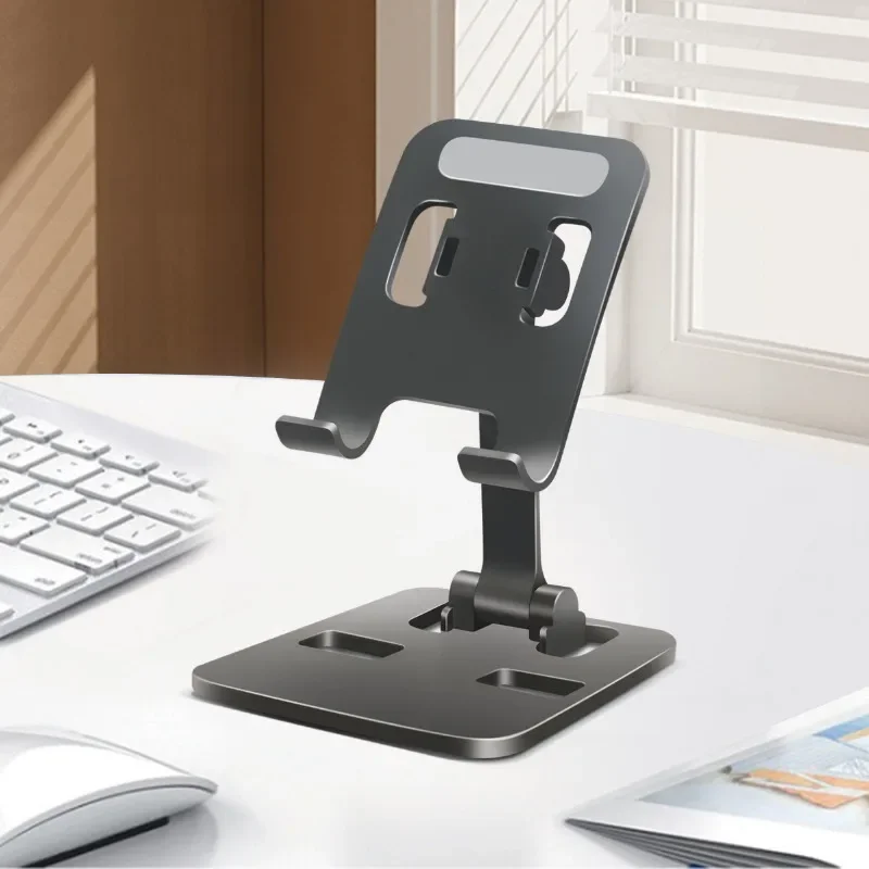 Universal Foldable Adjustable Desktop Lazy Support Stand for Mobile Phone and Tablet Accessories, Metal