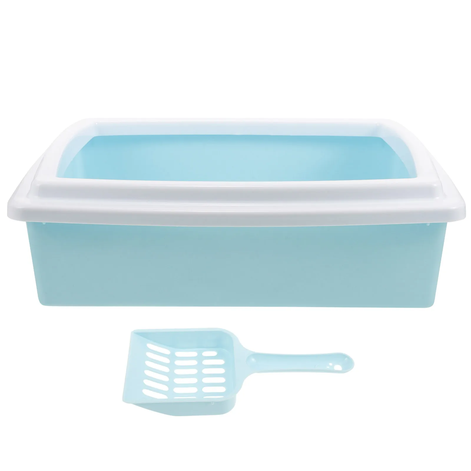 

Open Top Cat Box Large Capacity Kitten Small Pan PP Material Portable Tray Scoop Included Odor Control Spacious Durable Easy