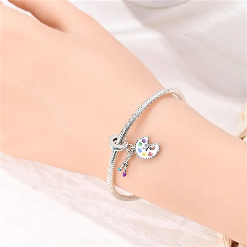 100% 925 Silver Color Drawing Board Palette Art Inspiration Series Charms Beads Fit Pan Original Bracelets DIY Fine Jewelry Gift