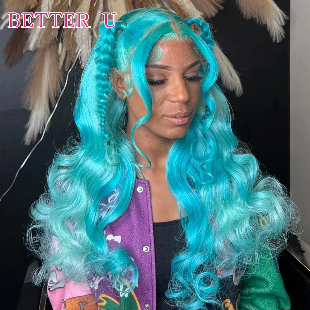 Glueless Wig Human Hair Ready To Wear Blue Hd Lace Front Pre-Stretched Wig Transparent Lace Front Wig High Gloss Wig Body Wave