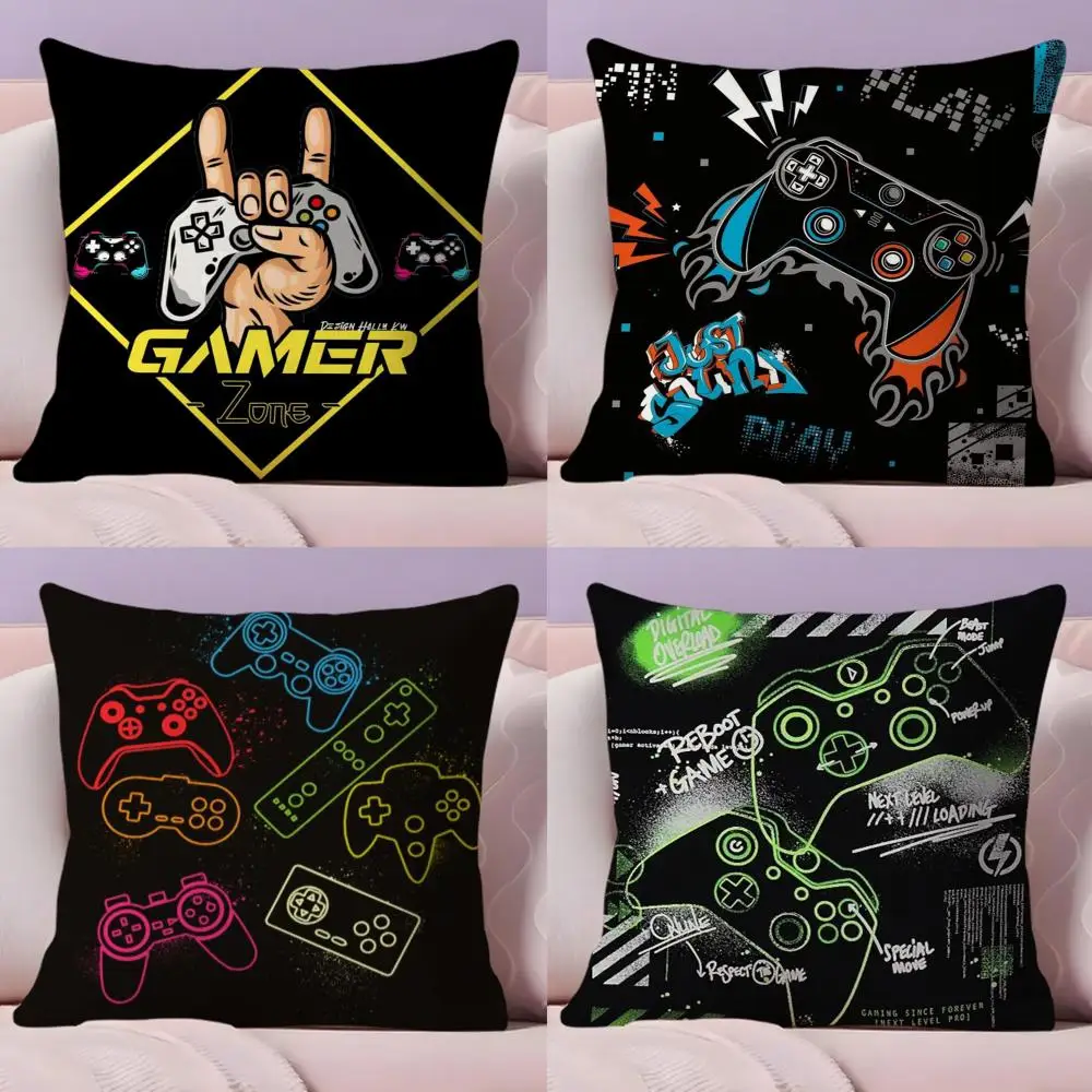 Colorful Graffiti Game Gamepad Cushion Cover Soft Short Plush Double-Sided Printing Home Decor Machine Washable Pillow Case Gift