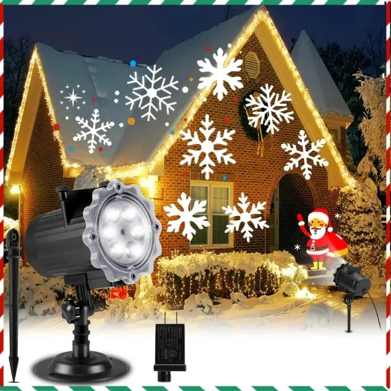 

10 Card Christmas Projector Light 8 Patterns Animation Effect Stage Spotlight with Remote Halloween Party Garden Projector Light