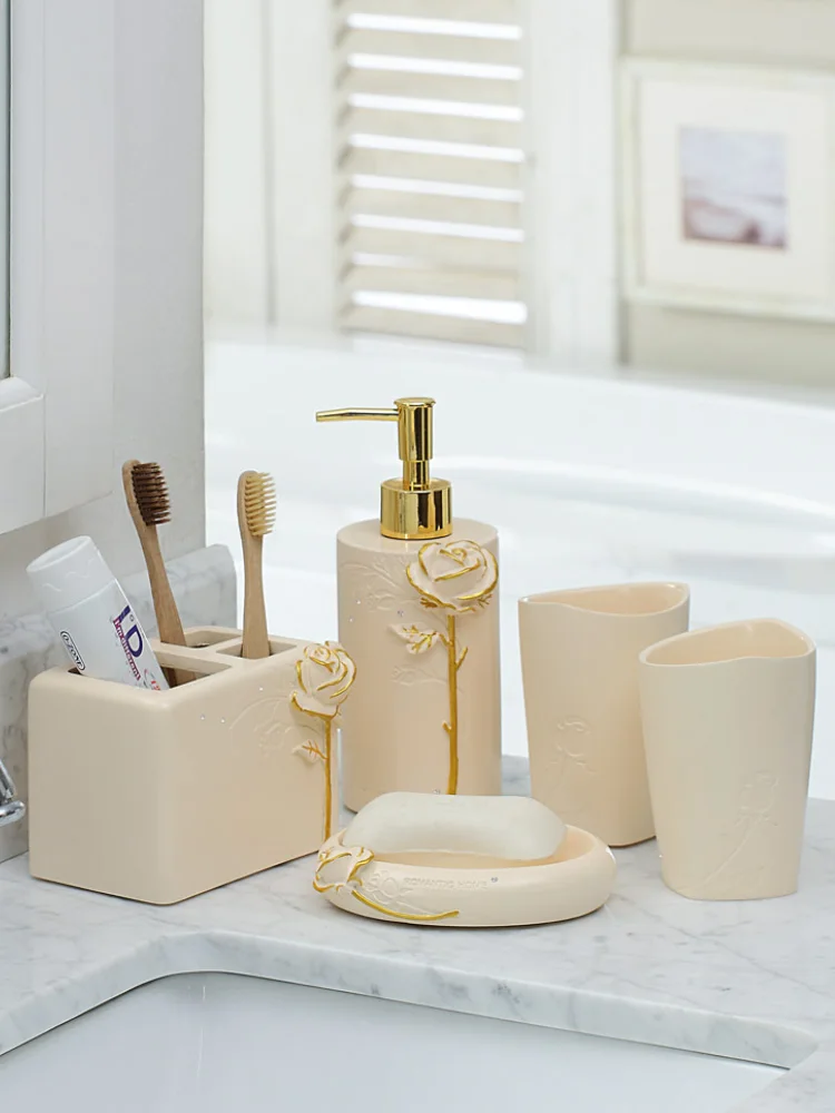 Wedding Five-Piece Bathroom Set Bathroom Supplies Kit Tooth-Cleaners Toilet Cup Washing Set