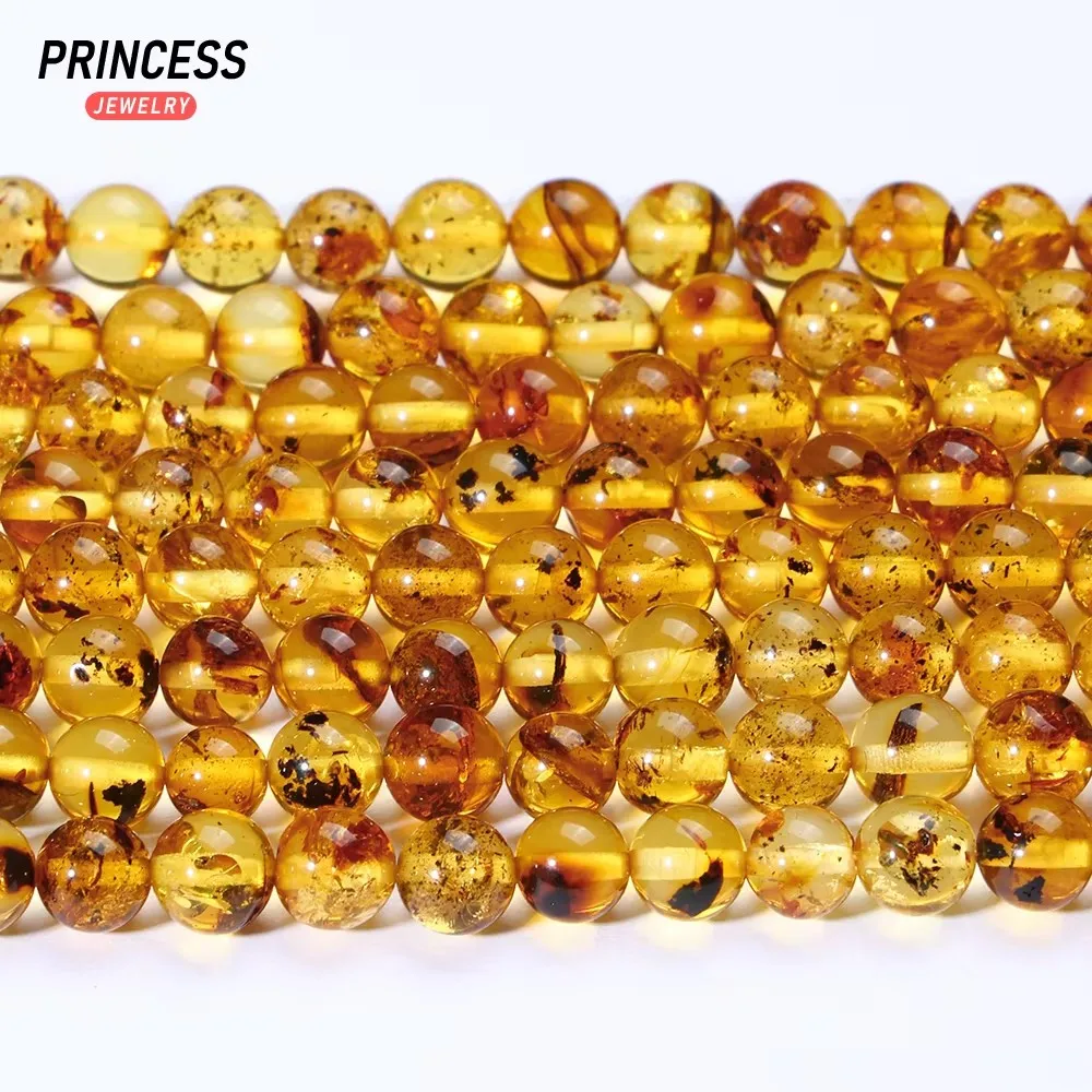 

A++ Natural Baltic Sea Flower Amber 5mm Loose Gemstone Beads for Jewelry Making Bracelet Wholesale Beads DIY Accessories