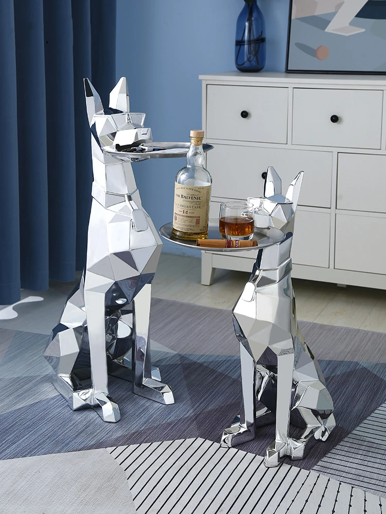 Home Decor Gentleman Dog geometria statua powitanie ozdoby taca figurka ganek pokój artystyczny dekoracja żywica zwierzęta rzeźby