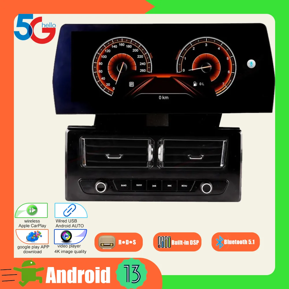 Square Blade Screen 12.3 For BMW 3 Series  E46 1998-2005 Android 13 Carplay Car Multimedia Player GPS Navigation Radio Head Unit