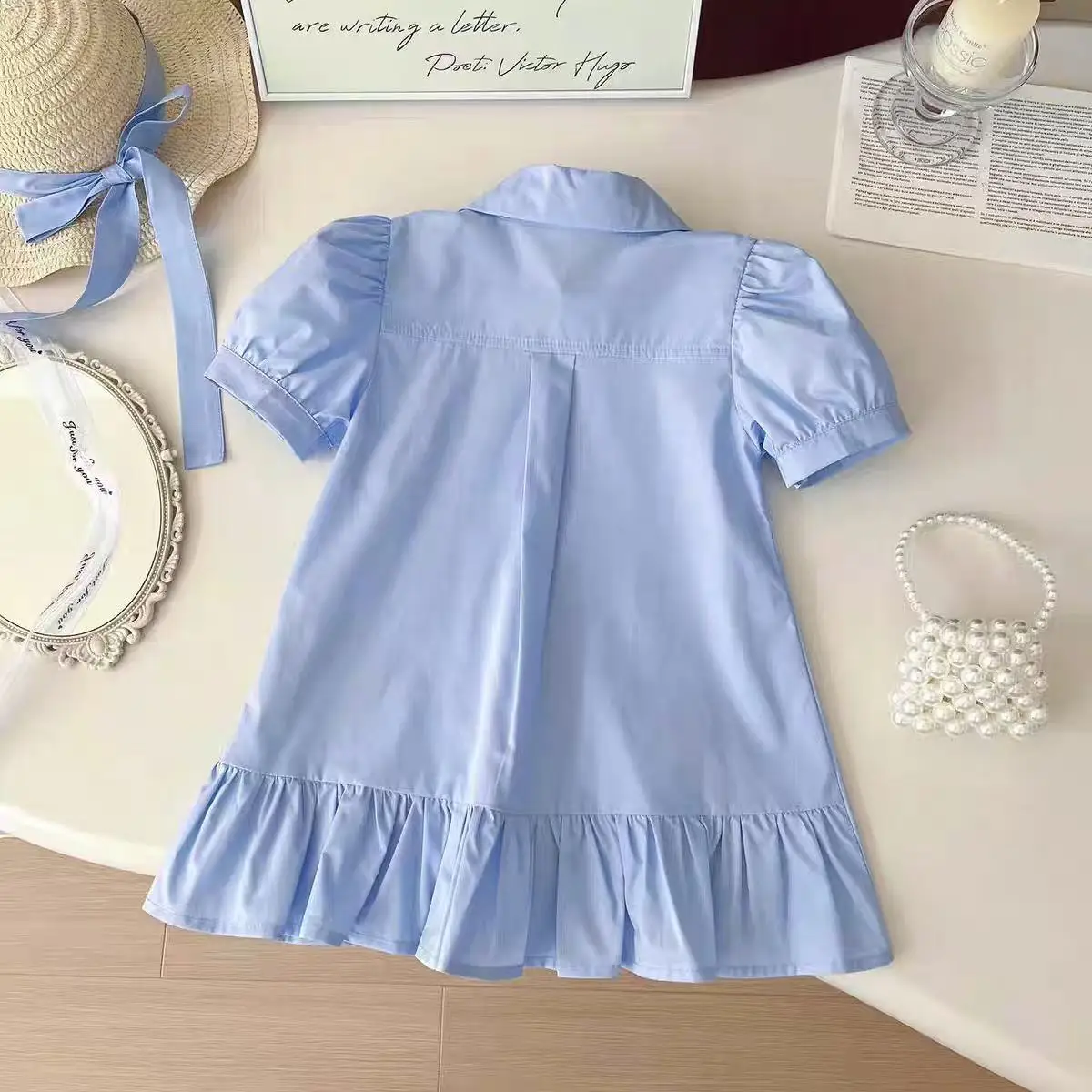 2025 New Girls Casual Dresses Cute Cartoon Dress Bunny Short Sleeve Shirt Dress Kids Clothes Girls for 2To7 Years Princess Dress