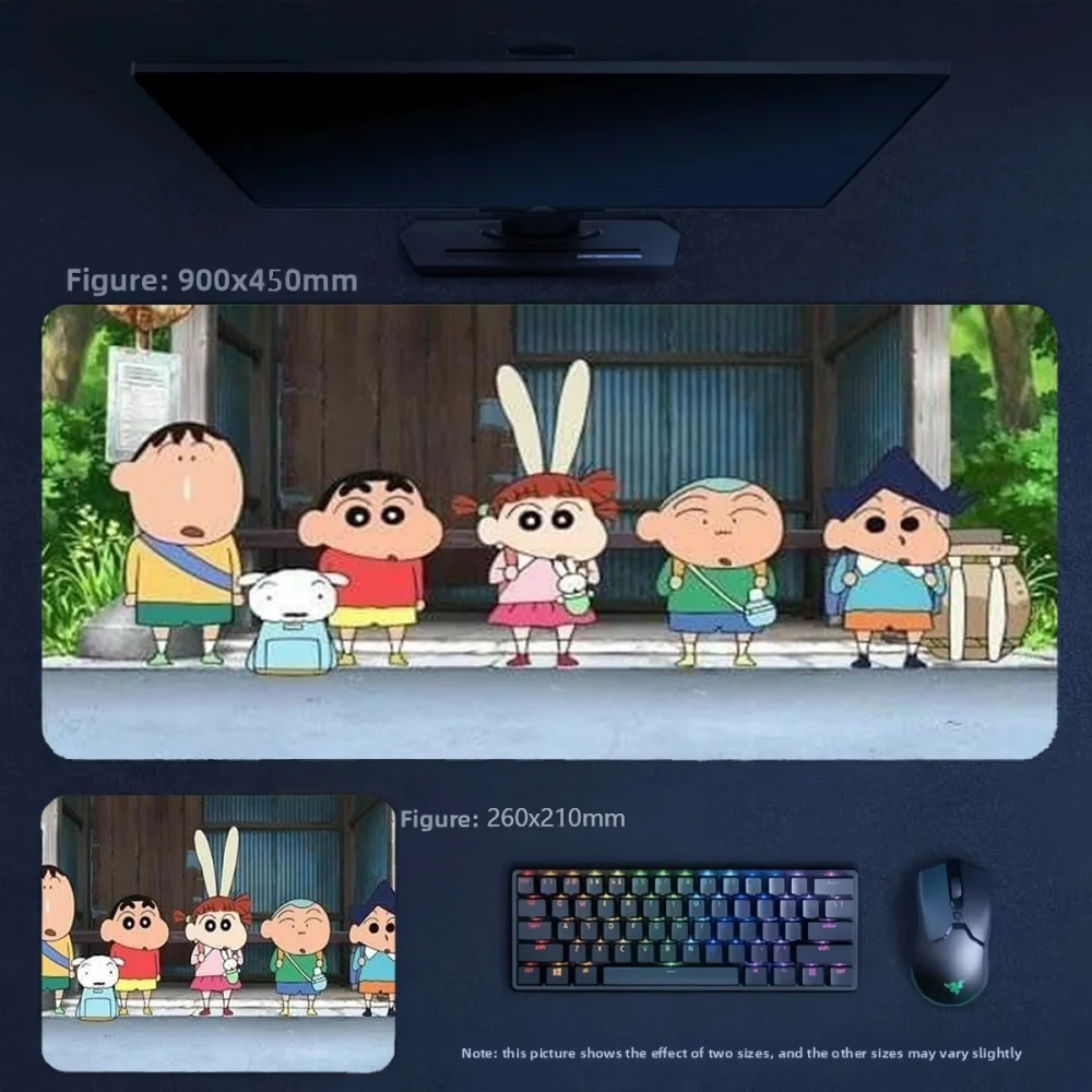 Anime Crayon Shin Chan and His Friends Leather Non-slip Mouse Pad High Quality Anime Leather Table Mat Large Size Keyboard Pad
