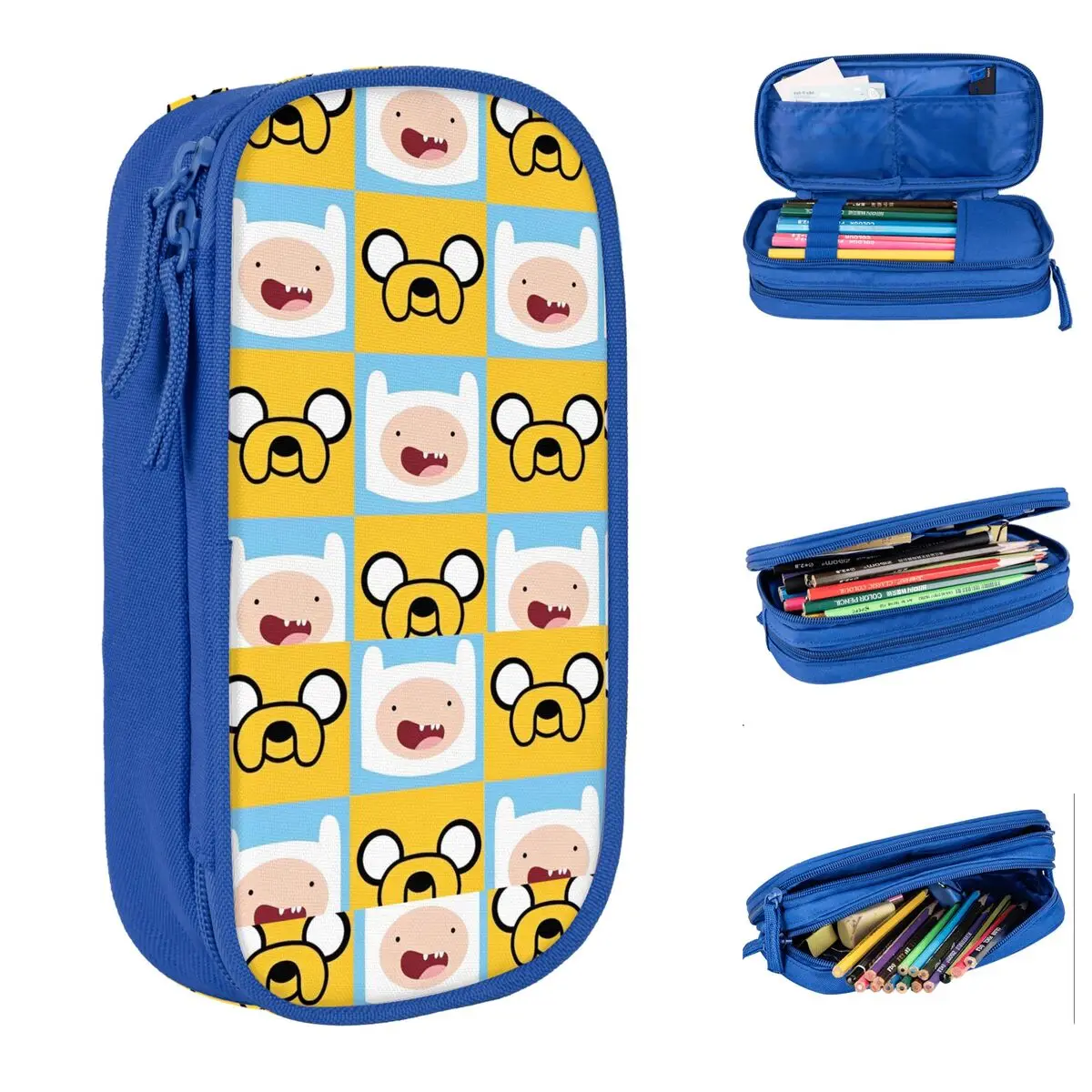 Fun Adventures Times Cartoon Pencil Case Jake Pencilcases Pen Holder for Student Large Storage Bag School Cosmetic Stationery