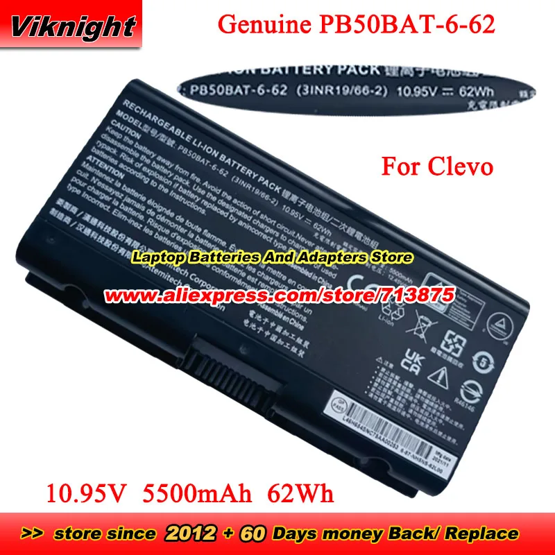 Genuine PB50BAT-6-62 Battery 6-87-NH5NS-62L01 for CLEVO NH55ADY NH57AF1 PB51DF2 PB51RF-G PB70EF-G PB71EF-G NP8371 NP8377 NP8454