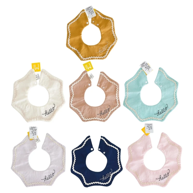 

Cotton Bib Embroidered Feeding Bib Comfortable & Adjustment Feeding Bib User Friendly Baby Bib for Infants & Toddlers QX2D